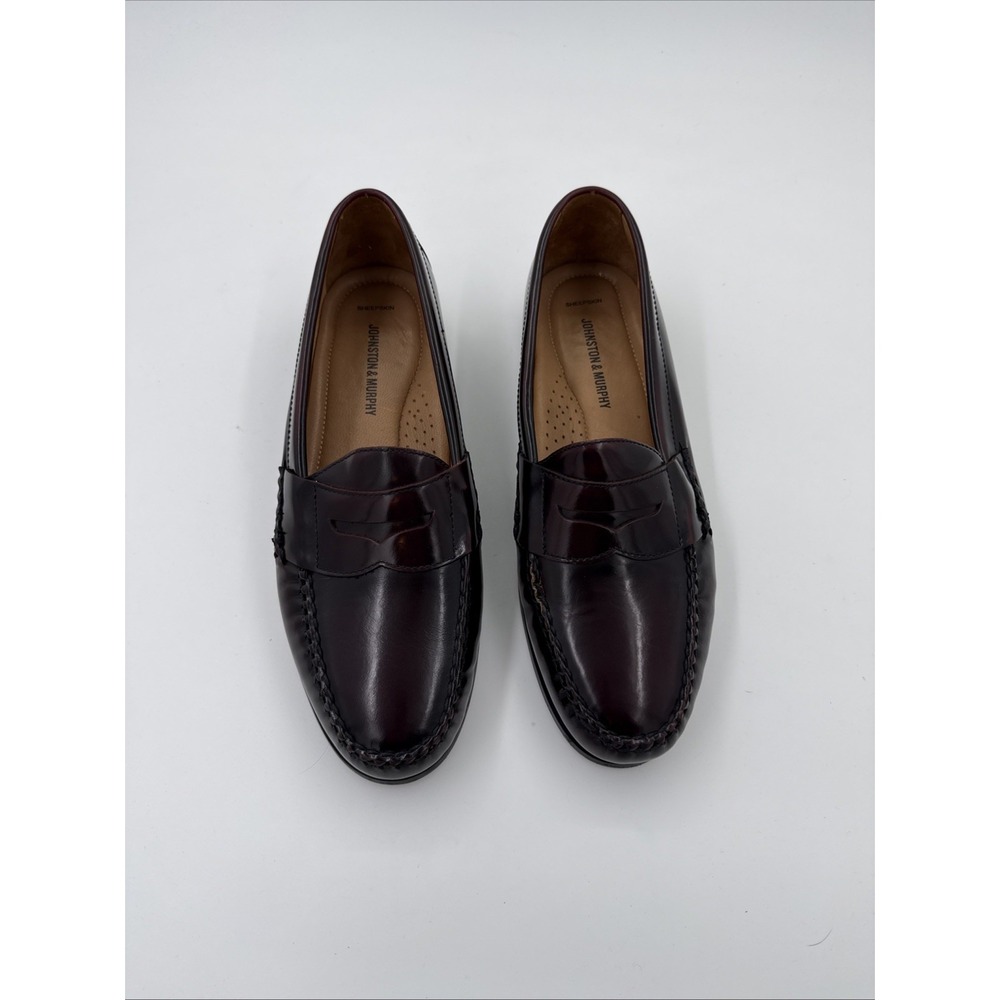 JOHNSTON & MURPHY Hayes Mens 11 M Burgundy Leather Penny Loafers 15-1093